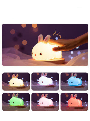 Rabbit Touch Lamp – Soft Silicone LED Night Light with Tap Control – USB Rechargeable Bunny Lamp for Kids, Nursery, or Bedroom Decor