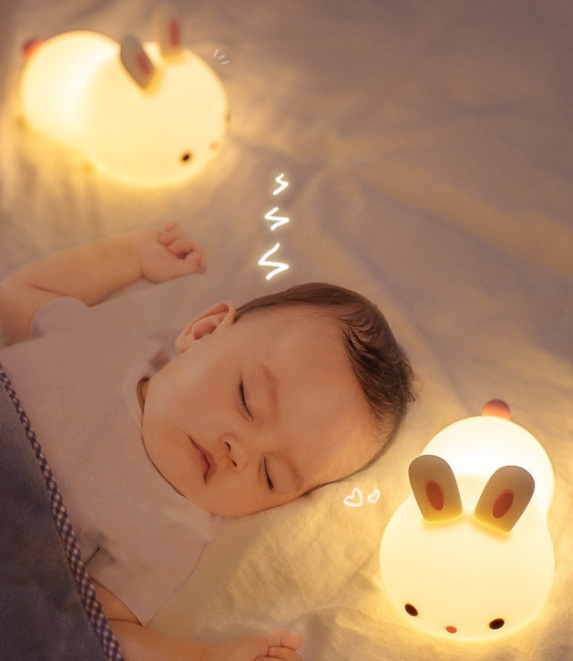 Rabbit Touch Lamp – Soft Silicone LED Night Light with Tap Control – USB Rechargeable Bunny Lamp for Kids, Nursery, or Bedroom Decor