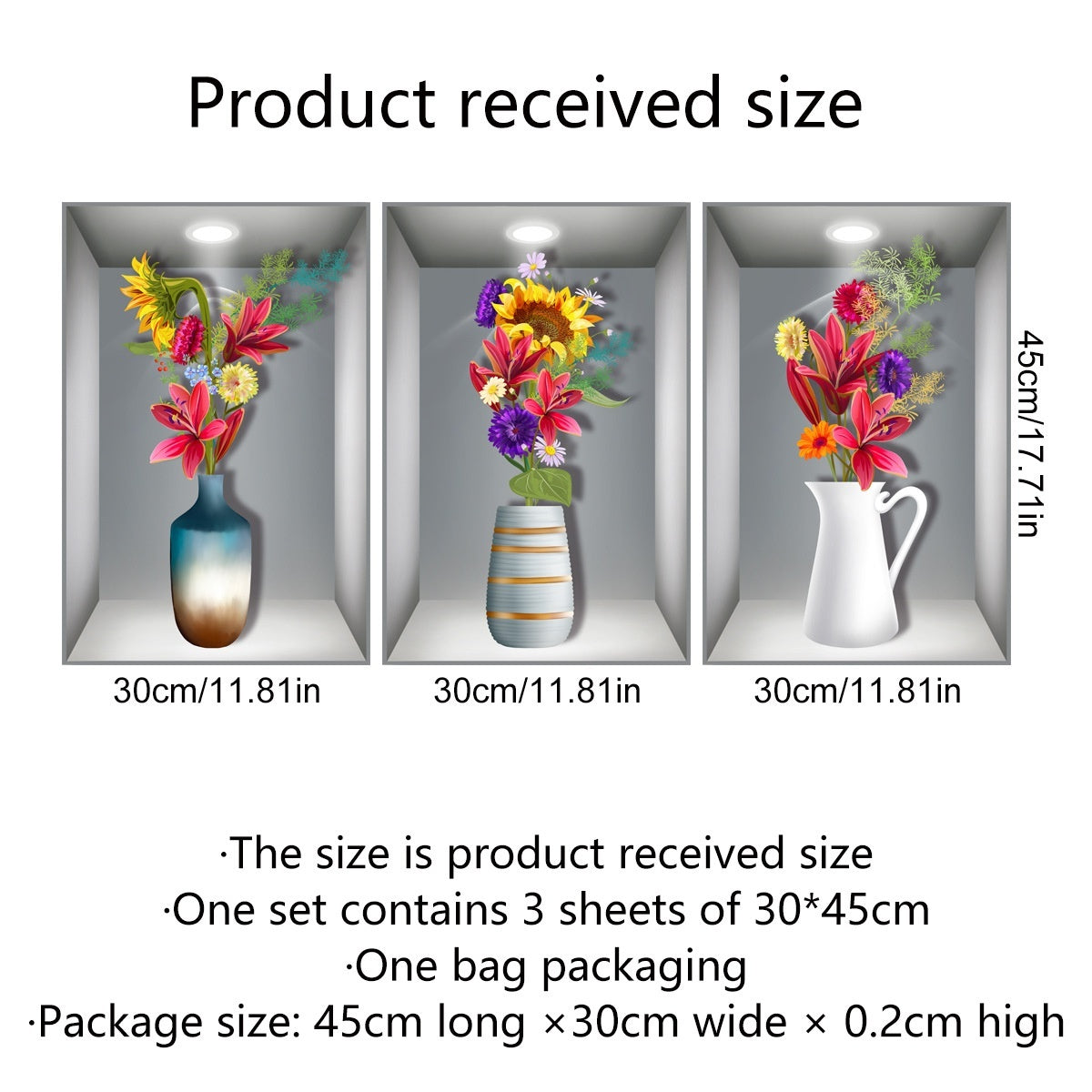Wall Sticker 3D Vase Plant Sticker Decoration