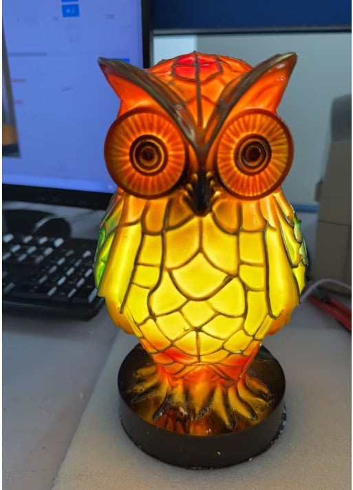 3D Resin Animal Night Light – Color Changing Elephant, Owl, and Cat Desk Lamp – USB Powered Decorative Table Light for Bedroom or Kids' Room