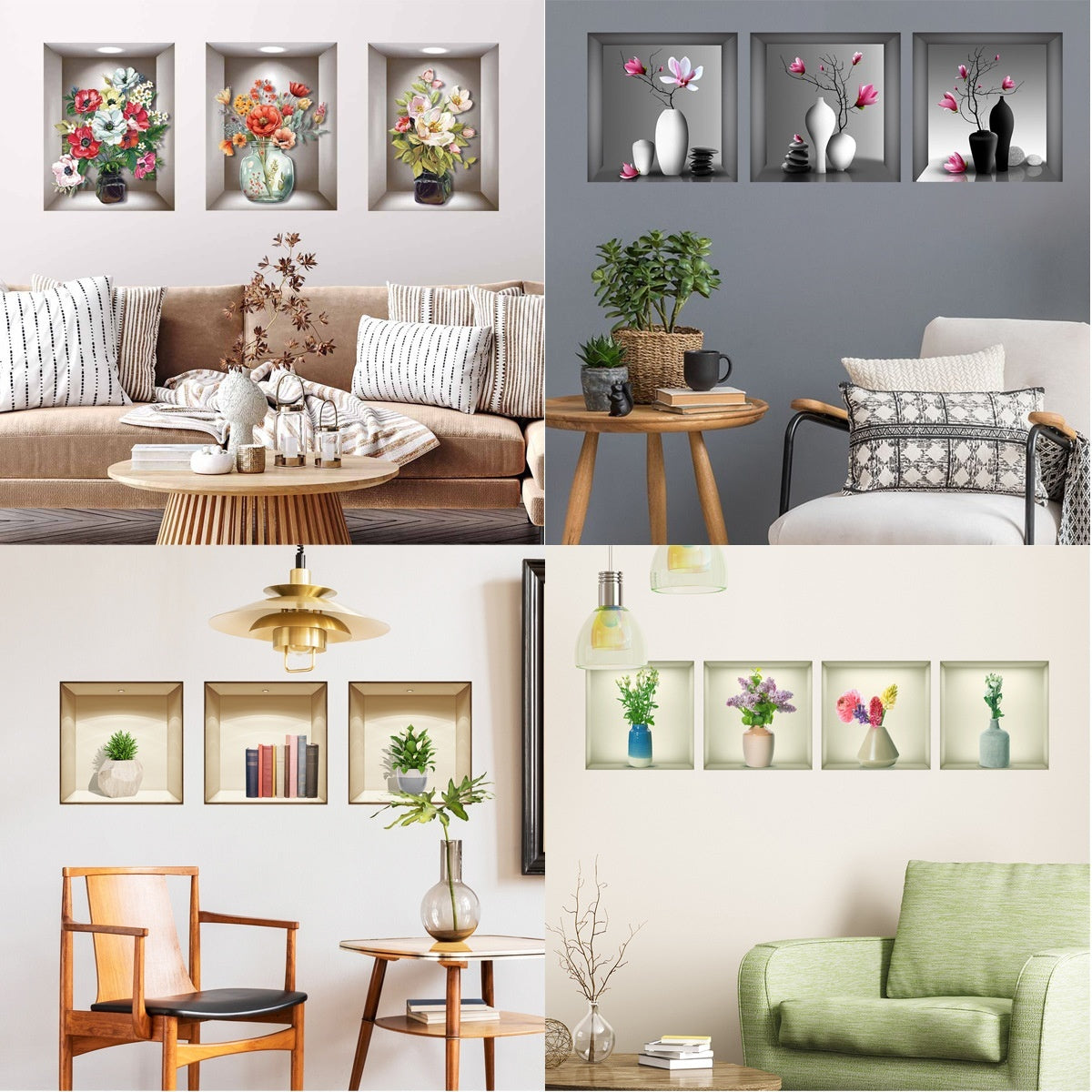 Wall Sticker 3D Vase Plant Sticker Decoration