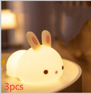 Rabbit Touch Lamp – Soft Silicone LED Night Light with Tap Control – USB Rechargeable Bunny Lamp for Kids, Nursery, or Bedroom Decor