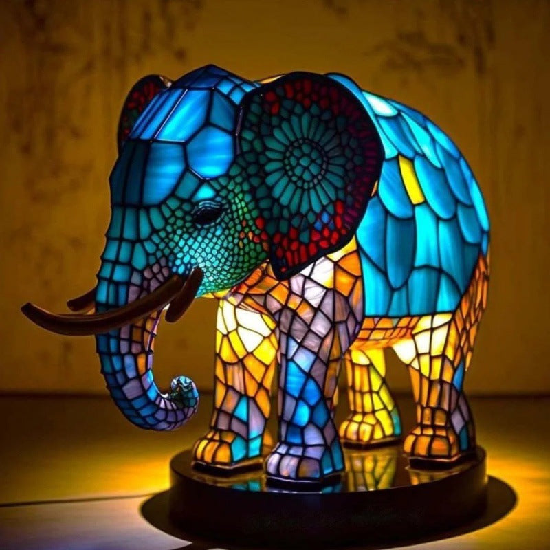 3D Resin Animal Night Light – Color Changing Elephant, Owl, and Cat Desk Lamp – USB Powered Decorative Table Light for Bedroom or Kids' Room