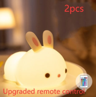 Rabbit Touch Lamp – Soft Silicone LED Night Light with Tap Control – USB Rechargeable Bunny Lamp for Kids, Nursery, or Bedroom Decor