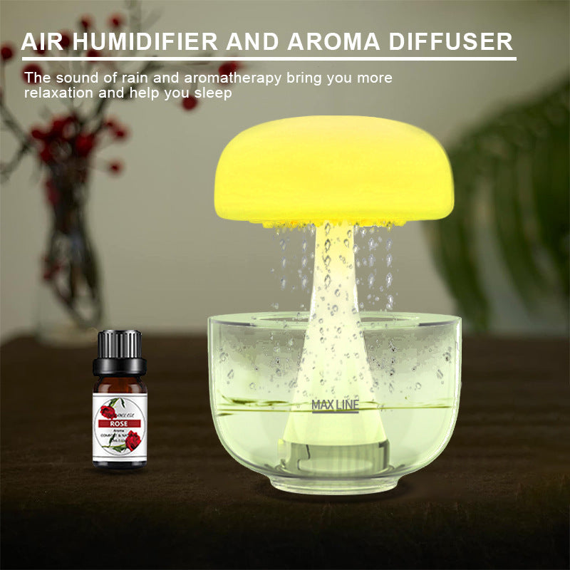 Jellyfish Raindrop Ultrasonic Humidifier with 7-Color LED Night Light and Rain Cloud Effect – USB Powered Aroma Diffuser for Cozy Room Décor