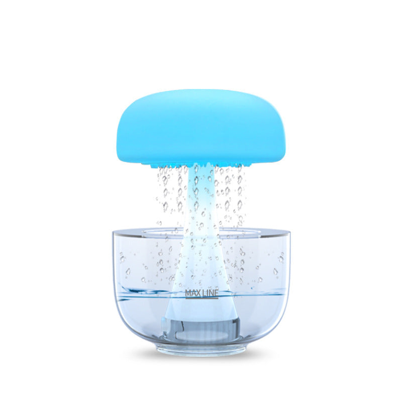 Jellyfish Raindrop Ultrasonic Humidifier with 7-Color LED Night Light and Rain Cloud Effect – USB Powered Aroma Diffuser for Cozy Room Décor