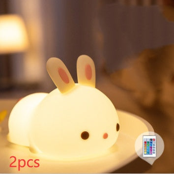 Rabbit Touch Lamp – Soft Silicone LED Night Light with Tap Control – USB Rechargeable Bunny Lamp for Kids, Nursery, or Bedroom Decor