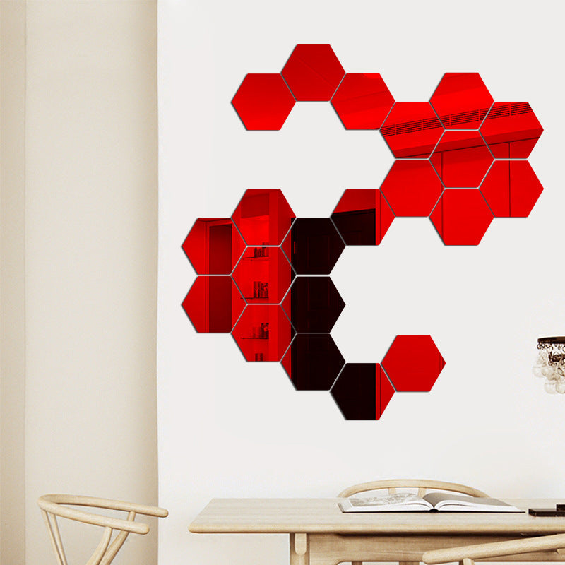 3d Stereo Hexagon Mirror Wall Sticker