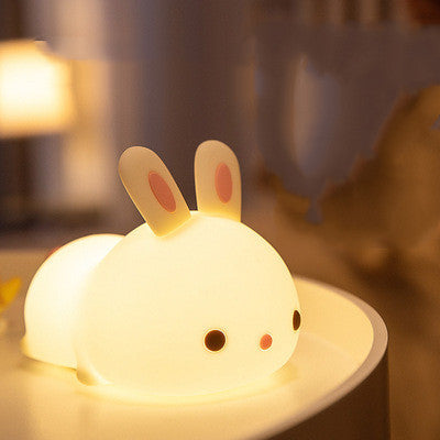 Rabbit Touch Lamp – Soft Silicone LED Night Light with Tap Control – USB Rechargeable Bunny Lamp for Kids, Nursery, or Bedroom Decor