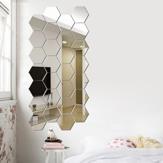 3d Stereo Hexagon Mirror Wall Sticker