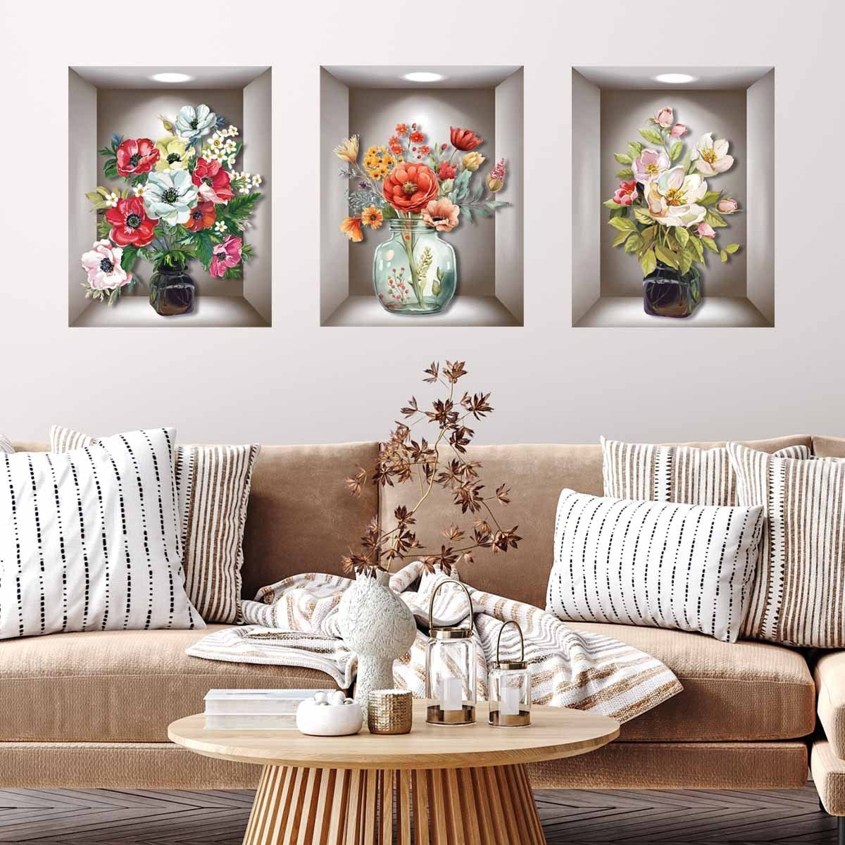 Wall Sticker 3D Vase Plant Sticker Decoration