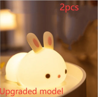 Rabbit Touch Lamp – Soft Silicone LED Night Light with Tap Control – USB Rechargeable Bunny Lamp for Kids, Nursery, or Bedroom Decor