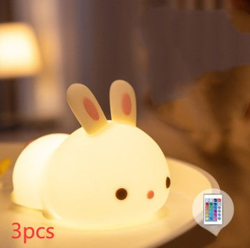 Rabbit Touch Lamp – Soft Silicone LED Night Light with Tap Control – USB Rechargeable Bunny Lamp for Kids, Nursery, or Bedroom Decor