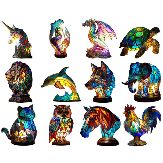 3D Resin Animal Night Light – Color Changing Elephant, Owl, and Cat Desk Lamp – USB Powered Decorative Table Light for Bedroom or Kids' Room