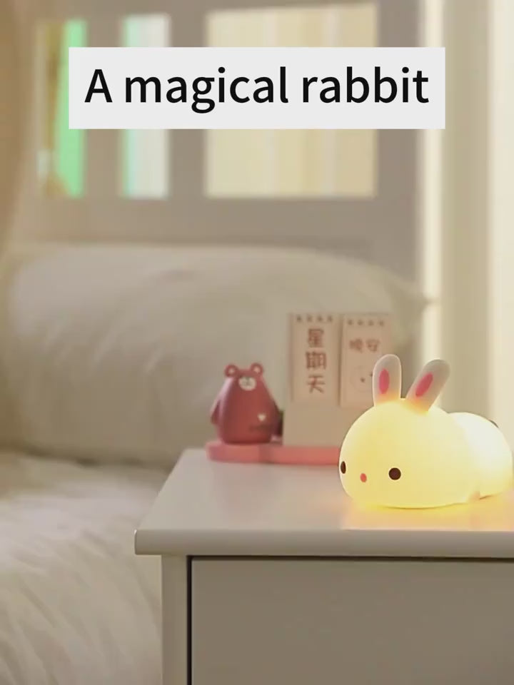 Rabbit Touch Lamp – Soft Silicone LED Night Light with Tap Control – USB Rechargeable Bunny Lamp for Kids, Nursery, or Bedroom Decor